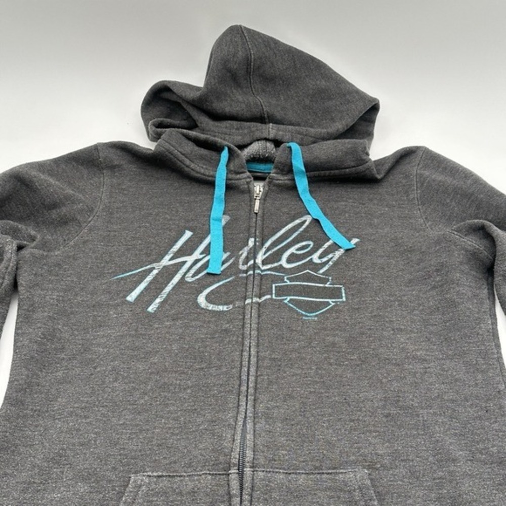 Womens Gray Harley Davidson Full Zip Hoodie‎ Mankato Minnesota Graphic Print